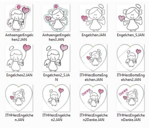 Stickserie Set "Engelchen" mit ITH - Anhänger & Herz